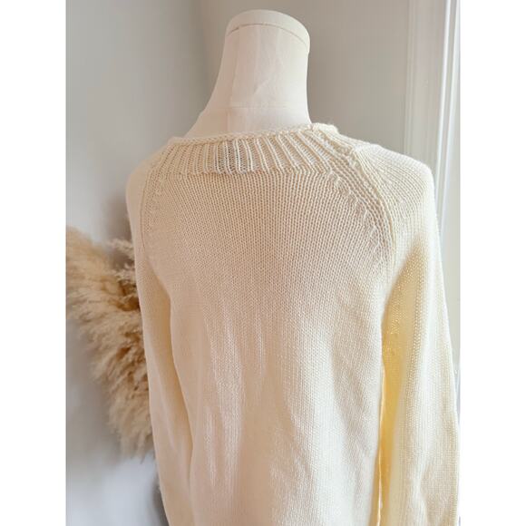 Talbots Embroidered Lobster Mock Neck Sweater Womens Medium Ivory Cream Preppy - Picture 7 of 8